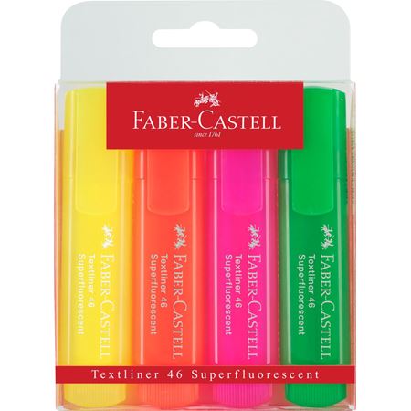 Faber-Castell Textliner 46 Superflourescent, Wallet Of 4, Assorted