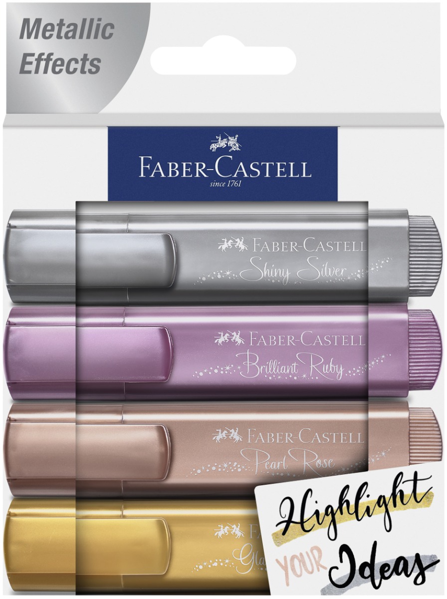 Faber-Castell Metallic Textliner Rose, Gold, Silver, Ruby Set 4/154623