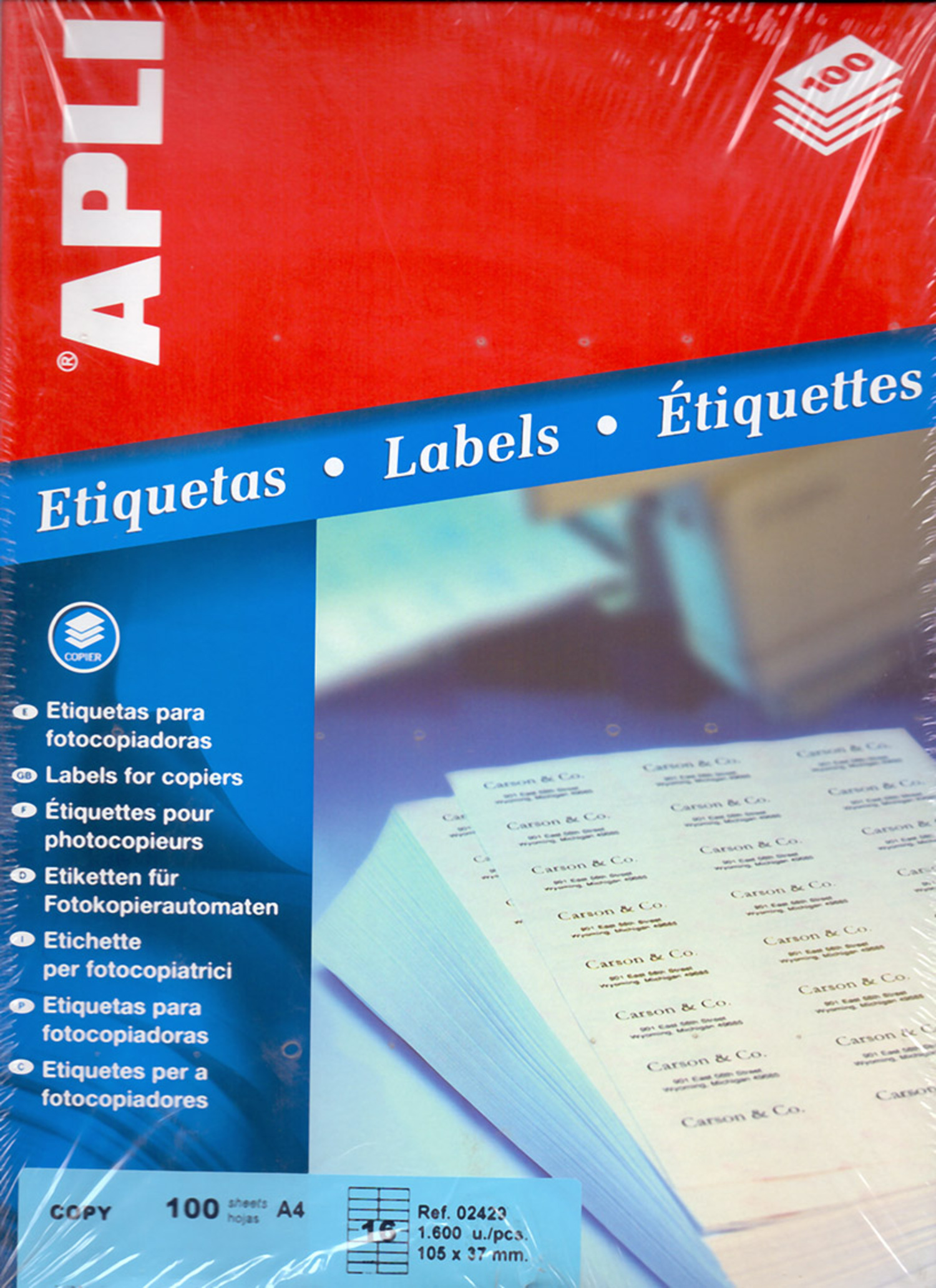 Apli White Labels Sheet 105*37 Mm A4/16