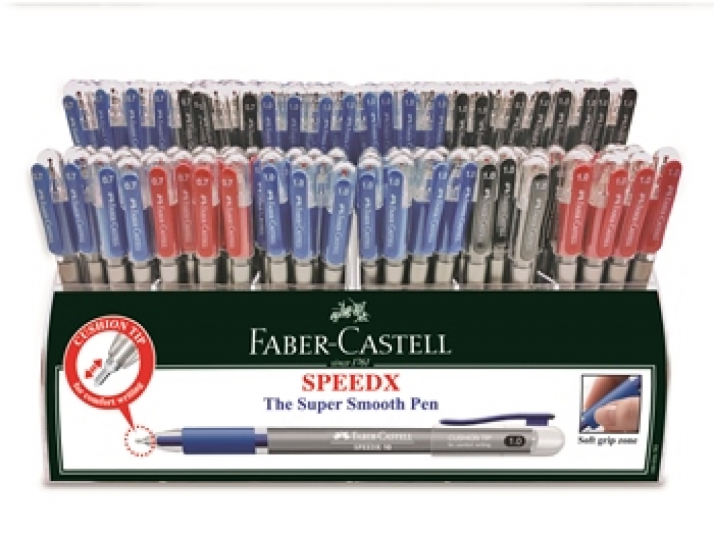 Faber-Castell Display Speed X 7,0/1,0 Mm Ballpoint Pen Blue/Black/Red /144