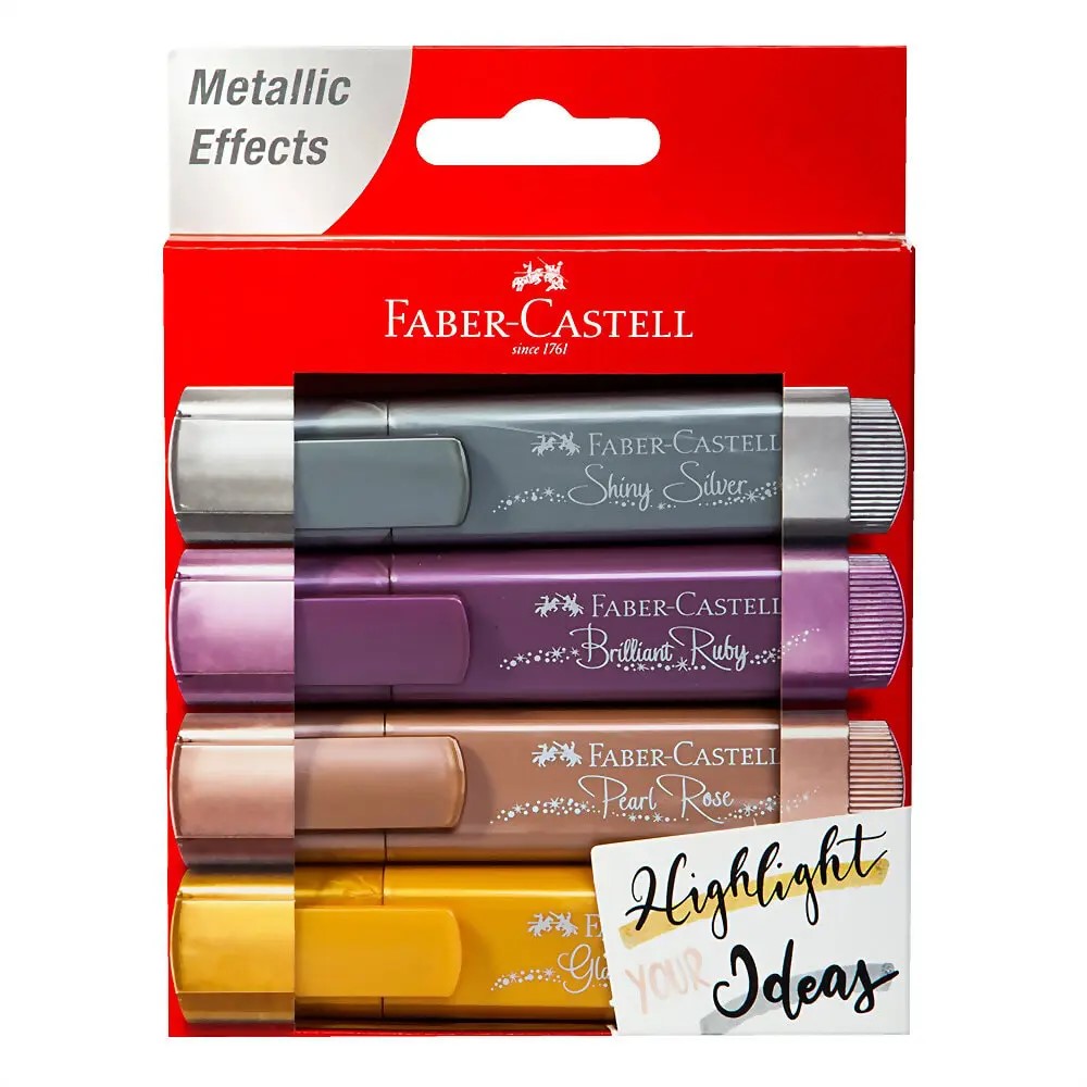Faber-Castell 4 Piece Water Based Metallic Highlighter Set No. 154640