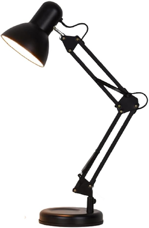 Metal Desk Lamp With Movable Base + Table Holder, Black No. Lh1-9