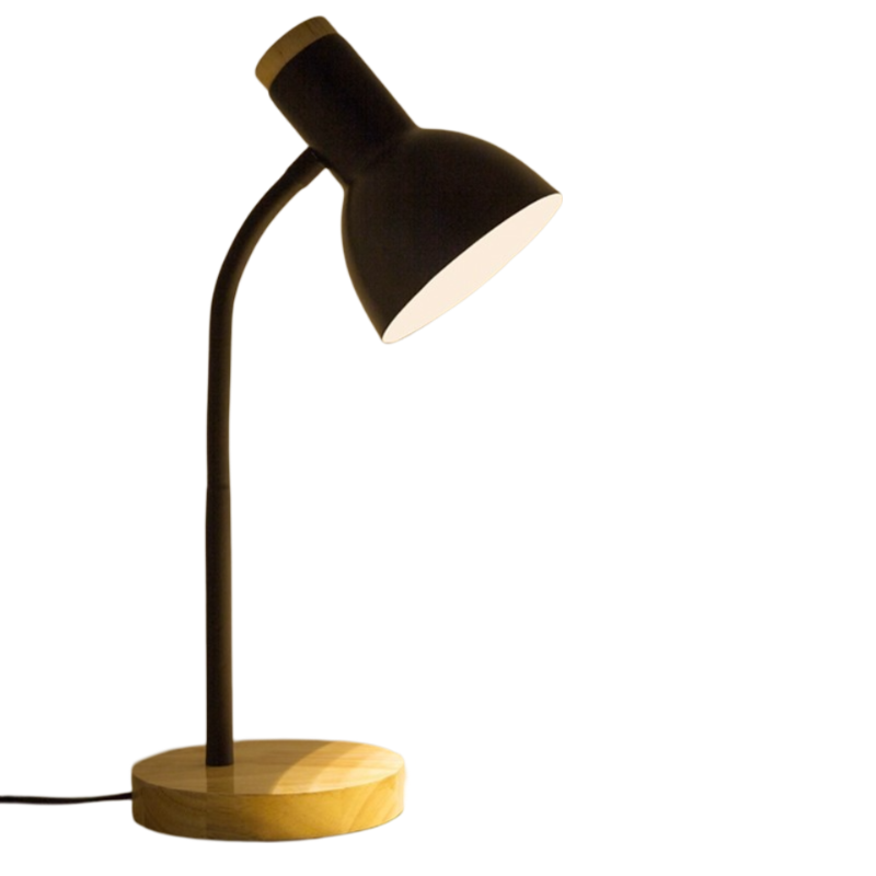 Metal Desk Lamp With Wooden Base, Color No. Lh2-6