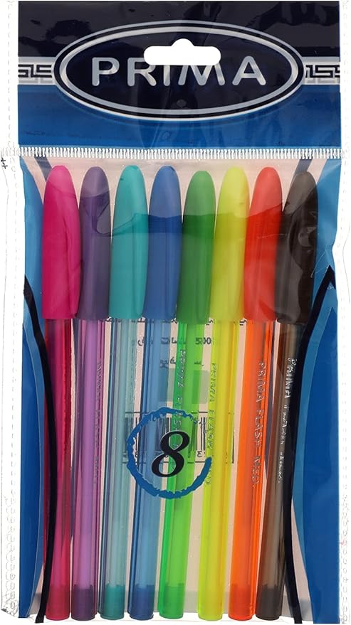 Prima Ballpoint Pen Set, 8 Colors